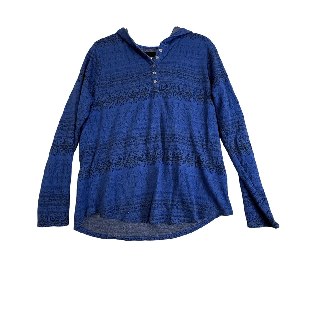 North River Outfitters Hoodie Shirt Mens XL Blue Henley Hooded Lightweight‎ Knit